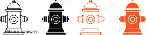 Fire hydrant icons in various line styles and colors