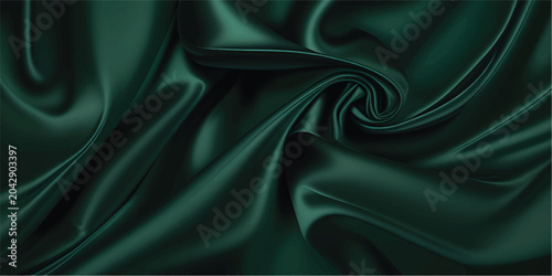 Photos Luxurious cold dark blue fun british racing emerald green silk fabric with elegant, flowing drapes and soft sheen