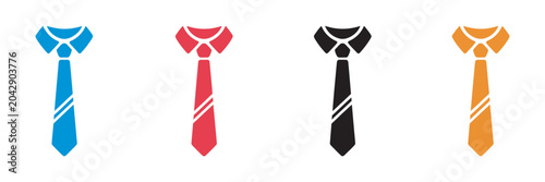 Photos Tie Icon Set, Colorful Necktie and Neckcloth Symbols, Realistic Flat Vector Illu
