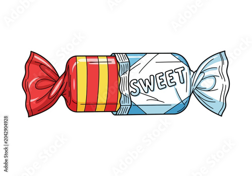 Tableau sur toile Colorful Wrapped Candy Sweet Treat Illustration.