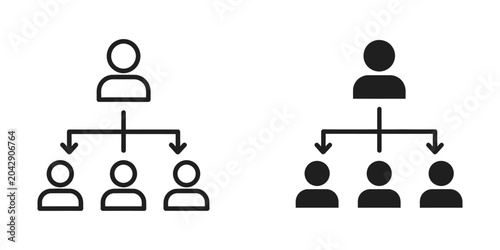 Foto Organizational structure chart icon with leader and subordinates hierarchy organ