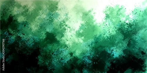 Cuadro en lienzo Abstract emerald green and white watercolor splash background, evoking organic textures and natural phenomena