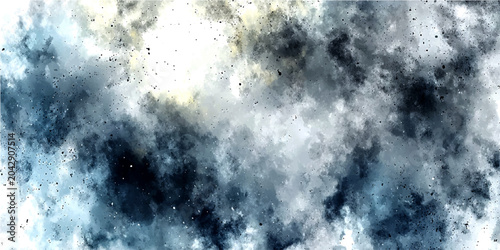 Bild auf Leinwand Abstract textured background with blend smoky grays blues white clouds, evoking ethereal, nebulous atmospheric phenomenon