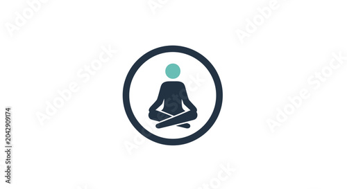 Quadro em tela A minimalist icon showing a person sitting in a meditative pose inside a circle