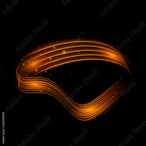 Abstract Neon Light Effect Modern Shape with Particles on Dark Background