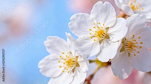White cherry blossoms in bloom