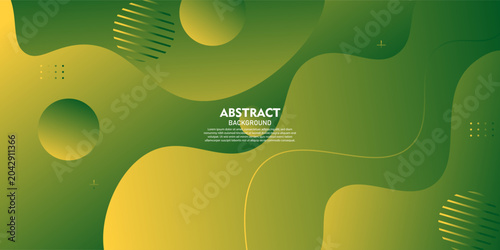Modern geometric business banner design in green and yellow. Creative banner design with waves and lines for templates. Vector EPS10.