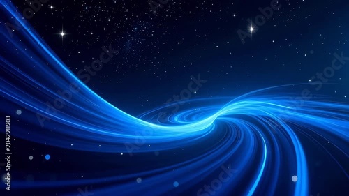 Blue light waves in starry sky