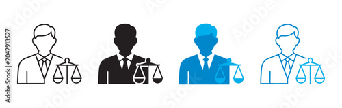 Schilderij op canvas Lawyer Icon Set, Multiple Style Collection, Legal Justice and Court Attorney Sym