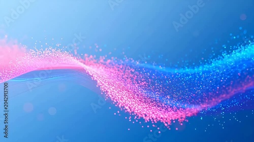 Abstract wave of pink and blue particles