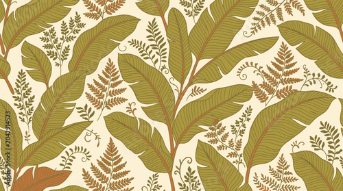 Konstfotografi Green leafy plant pattern design.