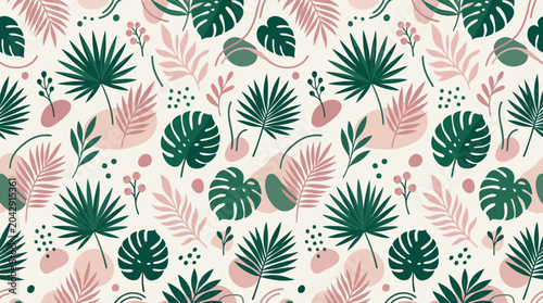 Tropical leaves pattern background design.