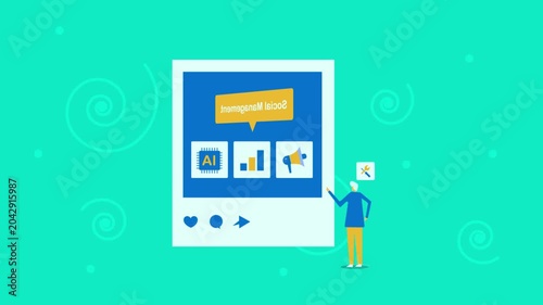 Social media marketing specialist using AI tools for content automation, analytics and promotion for customer engagement.