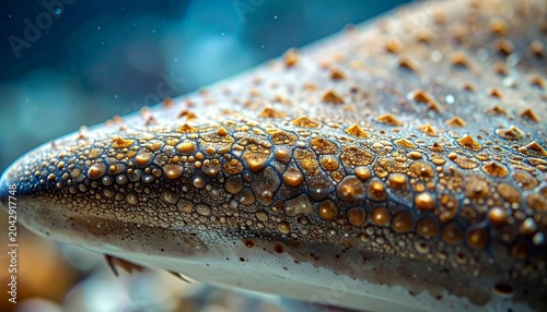 Close-up of a grilled whole fish with golden crispy skin.