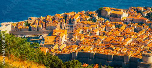 Obraz na plátně Dubrovnik old town and Lokrum island from Mount Srd observation point, Dalmatia, Croatia