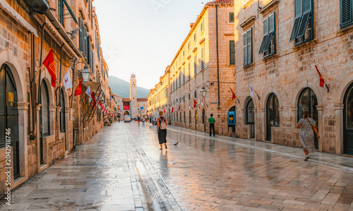 Dubrovnik Old Town, traditional Mediterranean stone architecture and historic charm, Croatia. Clock Tower of Dubrovnik
