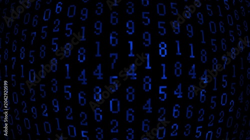 数字の羅列　サイバーやハッカーのような背景　青の数字