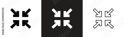 Tableau sur toile icon set arrow meeting point, compact size small scale arrow icon