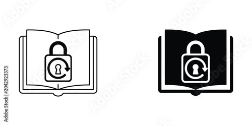 Φωτογραφία Open and closed book icons with padlock symbols