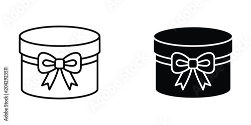 Gift box with decorative bow ribbon in white and black versions