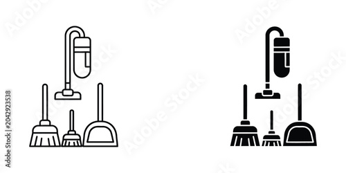 Cleaning tools set with vacuum cleaner icons