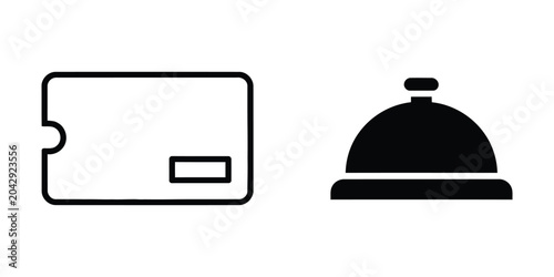 Credit card and hotel bell icon set