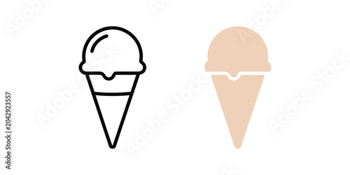 Ice cream cone with scoop of vanilla ice cream