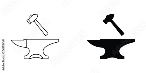 Bild auf Leinwand Blacksmith hammering on vintage anvil illustration
