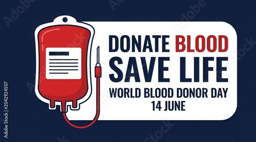 World Blood Donor Day Illustration with Donate Blood Save Life Message Banner