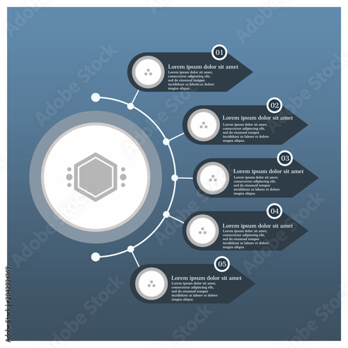 Modern 5 Steps Infographic Template with Circular Flow and Arrow Pointers