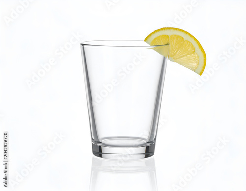 Lemon wedge on empty glass rim