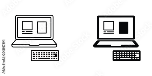 Minimal laptop with keyboard illustration comparison