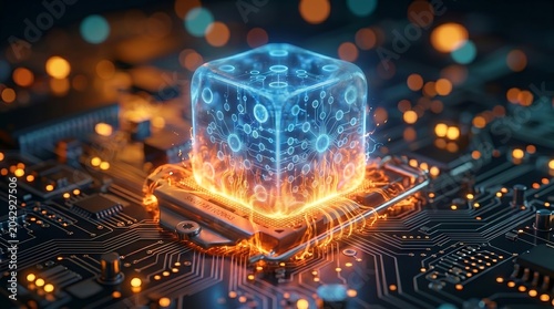 3D Artificial Intelligence Concept Background for Digital Transformation and Data Analytics, Symbolizing Future Computing Power and Innovative Solutions.