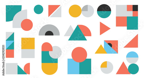 Geometric Shapes Collage - Mid Century Modern Style Abstract Pattern