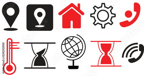 Photography Set of multipurpose web and mobile interface icons including location, home, and settings