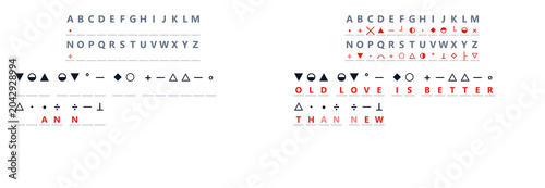 Vászonkép Cryptogram with letters and symbols revealing secret message