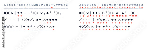 Photos Cryptogram puzzle with symbols and encoded messages on white background