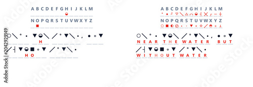 Valokuva Cryptogram with symbols and letters illustrating hidden messages