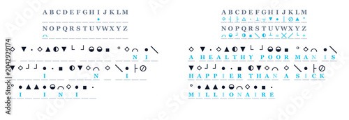 Photos Cryptogram puzzle with symbols and letters in a structured format
