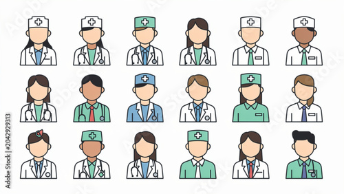 Diverse team of healthcare professionals including doctors nurses and medical staff in uniform