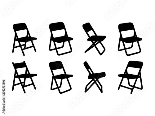 Folding Chairs in Various Positions