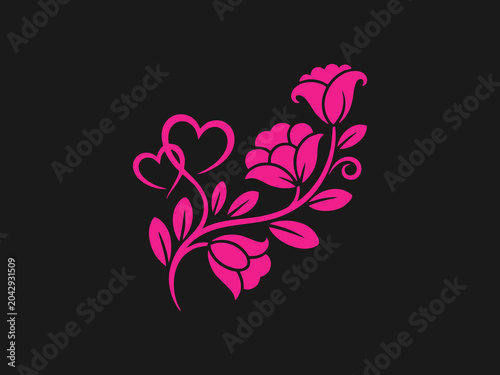Pink Heart Flower Design