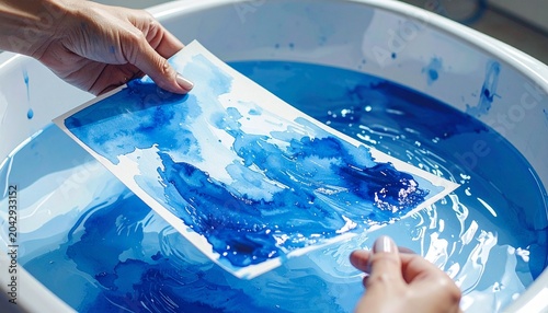 Child playing with soap bubbles in bathtub water.