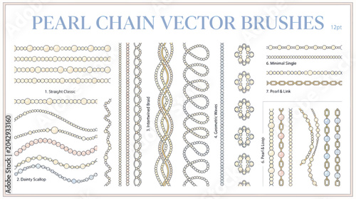 Photos Pearl Chain Vector Brushes - Elegant Jewelry Design Elements