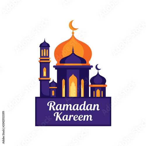 Ramadan Kareem Mosque Icon Illustration.