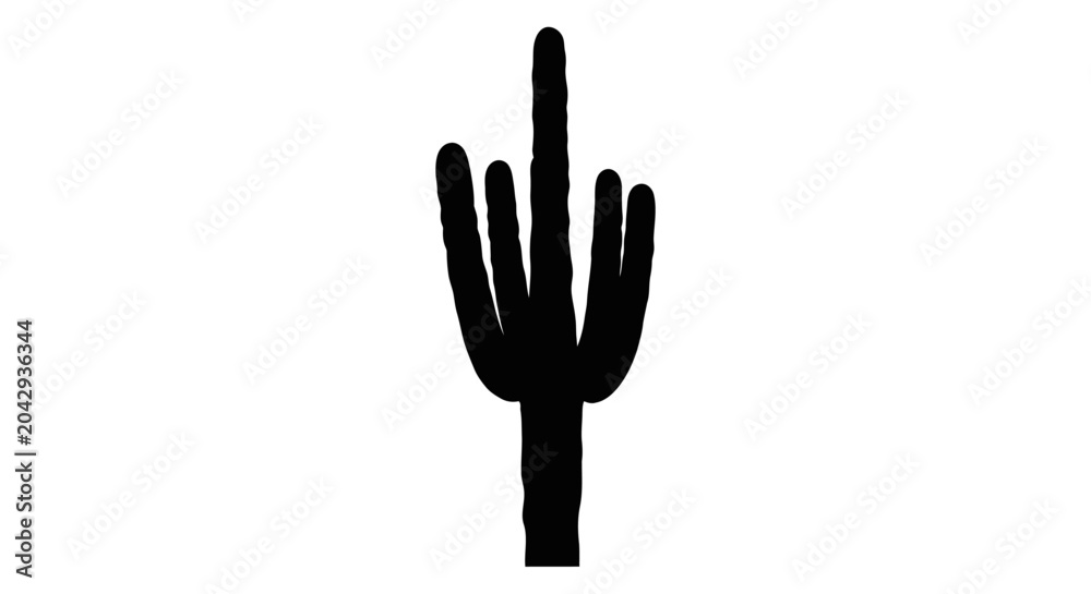 Fototapeta premium Cactus Silhouette Isolated on White Background.