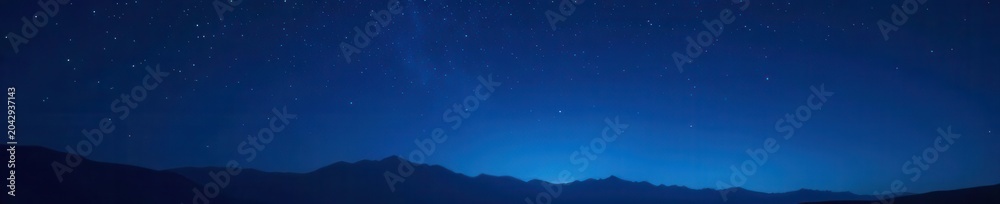 Fototapeta premium Dark blue, minimalist night sky; twinkling stars , distant, space, night sky