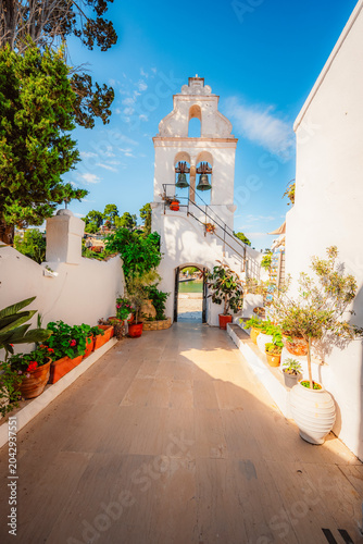 Holy Monastery of Panagia Vlacherna at Greek island Corfu near airport