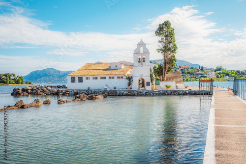 Holy Monastery of Panagia Vlacherna at Greek island Corfu near airport