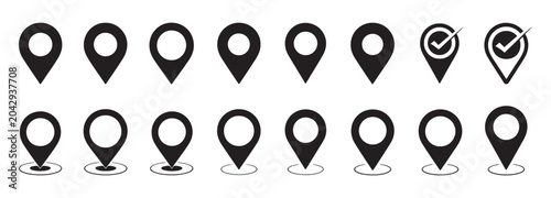 Bild auf Leinwand Map Pin Icon Set, Location Pin Place Markers, GPS Navigation Symbols, Modern Vec